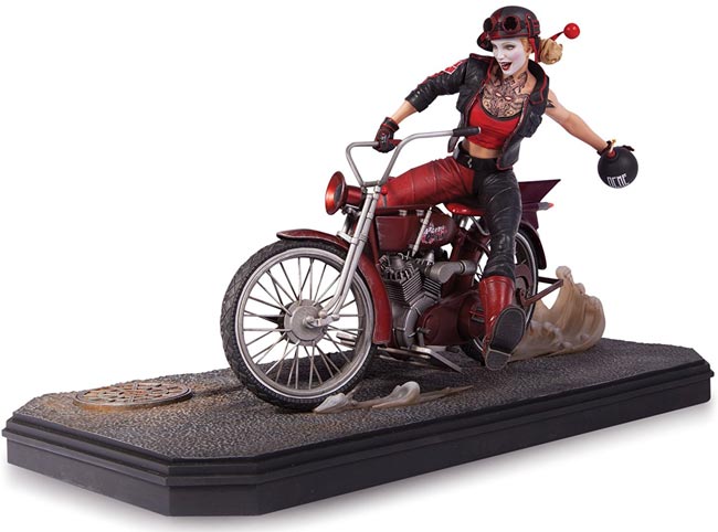 Figurine-collector-Harley-Quinn-edition-limitee-moto-rouge-noir