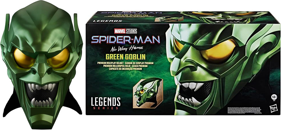 masque tete bouffon vert spiderma green goblin marvel legends series