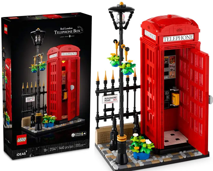 Lego telephone box cabine telephone red london londres rouge ideas 21347