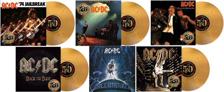 Vinyle lp edition hardrock 50th anniversary acdc gold or dore