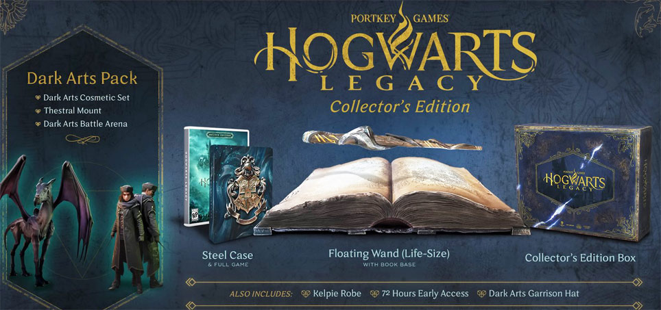 harry potter hogwarts legacy coffret box collector livre book baguette 4k
