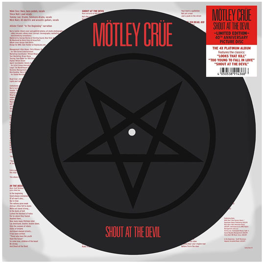 Motley crue shout the devil vinyl picture disc edition 40th
