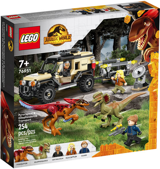 LEGO voiture Jurassic World Pyroraptor Dilophosaurus 76951