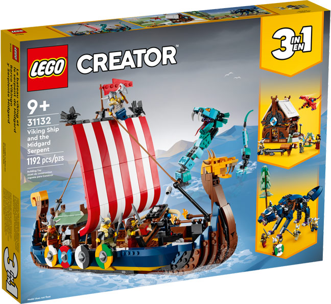 Lego bateau viking serpent de Midgard 31132