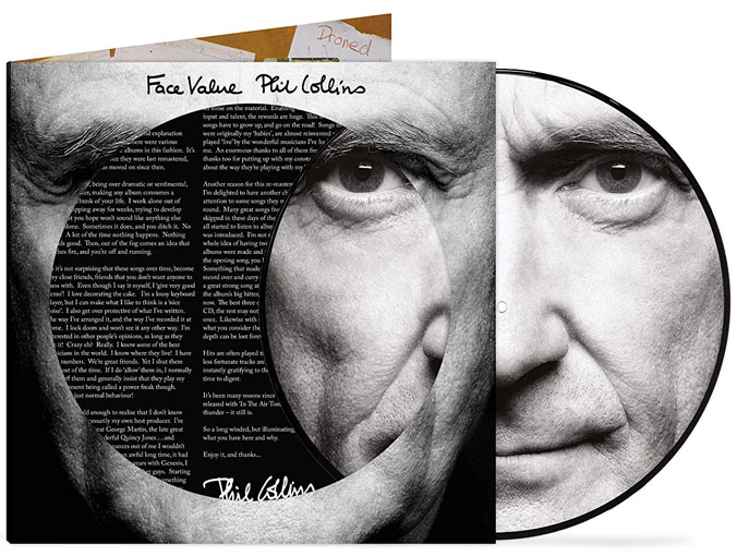 face value phil collins Vinyle LP picture disc 40th anniversary edition