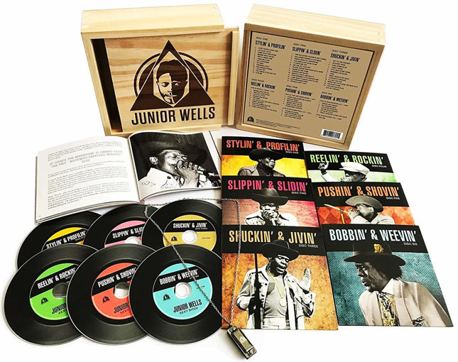 Coffret-collector-Junior-Wells-bois-wood-cigar-box-harmonica