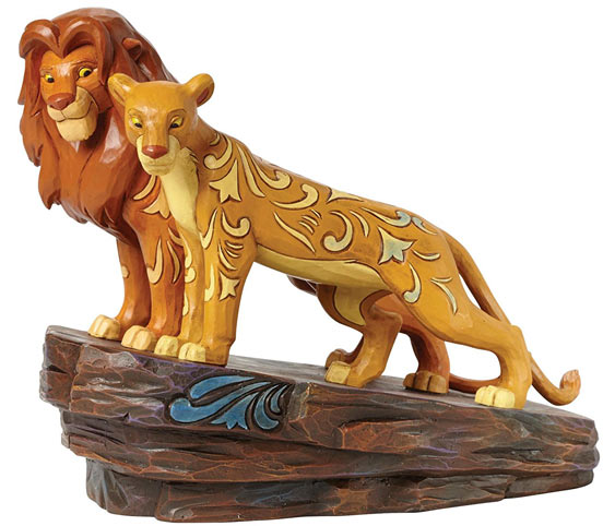 Figurine-roi-lion-Simba-Nala-bois-resine-ceramique