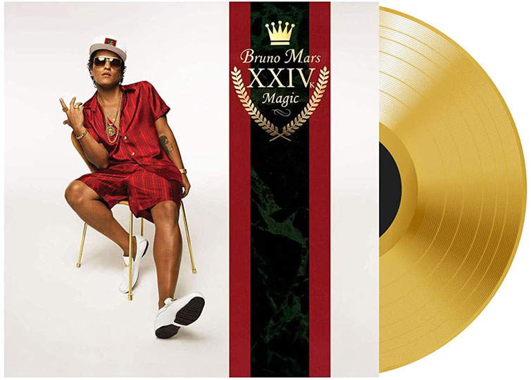 Bruno Mars 24K vinyl LP 5th anniversary édition limitée Gold Or vinyle Doré Bruno mars magic 24k carat vinyl lp colore or gold