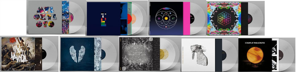 coldplay album eco records 2025 discographie vinyle lp clear transparent recycle