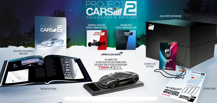 Coffret collector Project Cars 2 édition limitée miniature Steelbook Arrtbook project-cars-2-coffret-collector-edition-limitee-miniature-mclaren