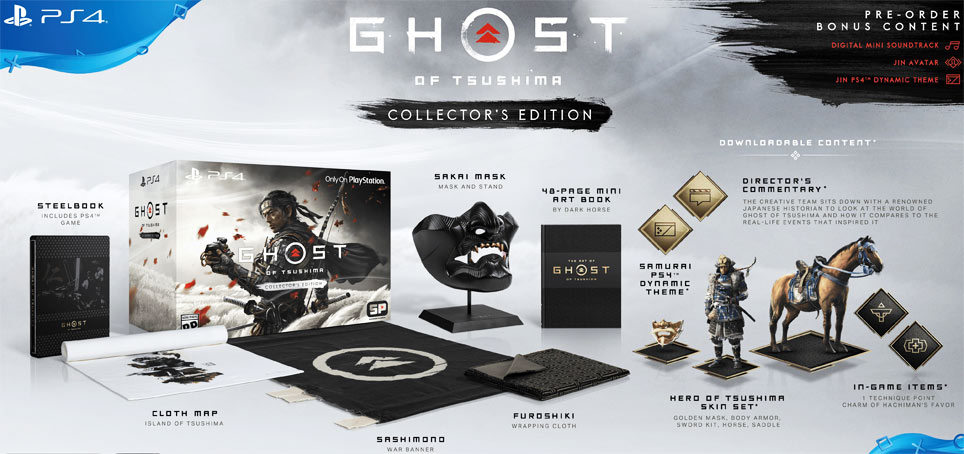 Ghost of tsushima coffret collector edition limitee steelbook figurine masque 2020