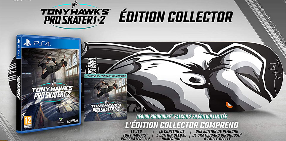 Tony Hawks Pro Skater 1 et 2 coffret collector PS4 planche skateboard