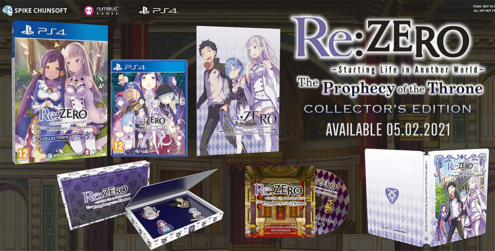 Re zero Prophecy of the thrones edition collector 2020 coffret ps4 steelbook