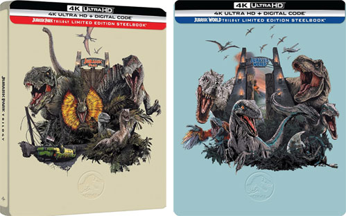 les deux trilogies jurassic park world en steelbook 4k ultra hd bluray