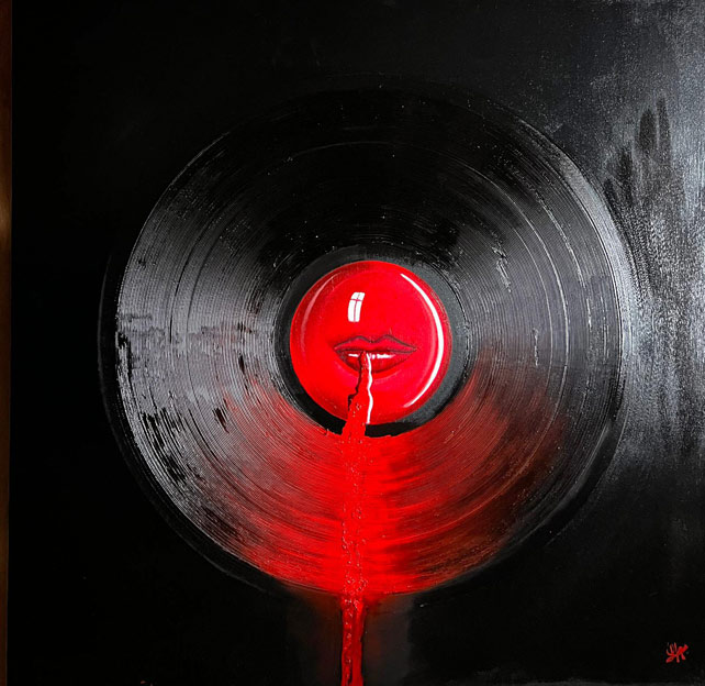 tableau 3 vinyle art tableau peinture signe artiste