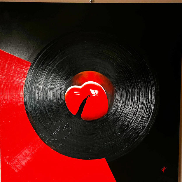 tableau 4 peinture huile vinyle artiste art collection signe